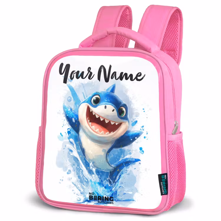 Kids backpack - Pink - Shark - Teeth - Water — 4