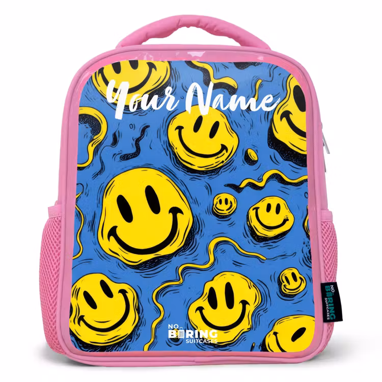 Kids backpack - Pink - Smiley - Blue - Yellow — 1