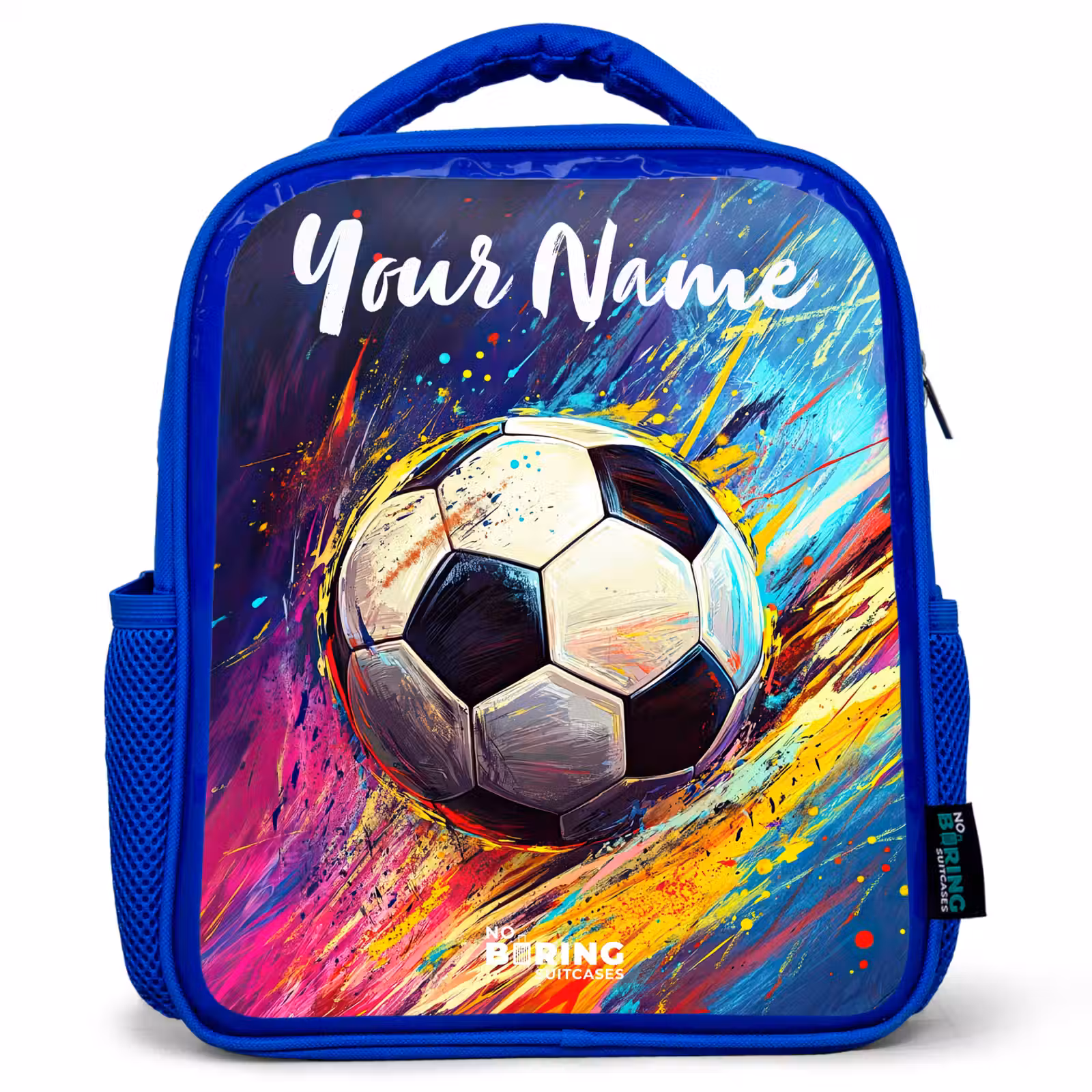Kids backpack with name - Blue - Neon - Soccer - Colorful — 1