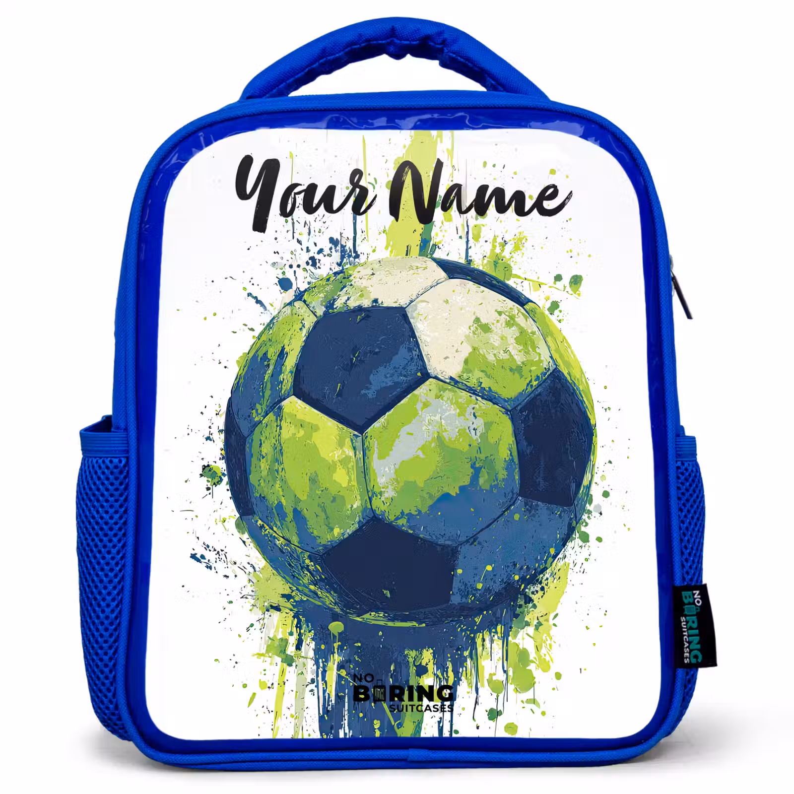 Kids backpack with name - Blue - Soccer Vibes - Paint - Green - Blue — 1