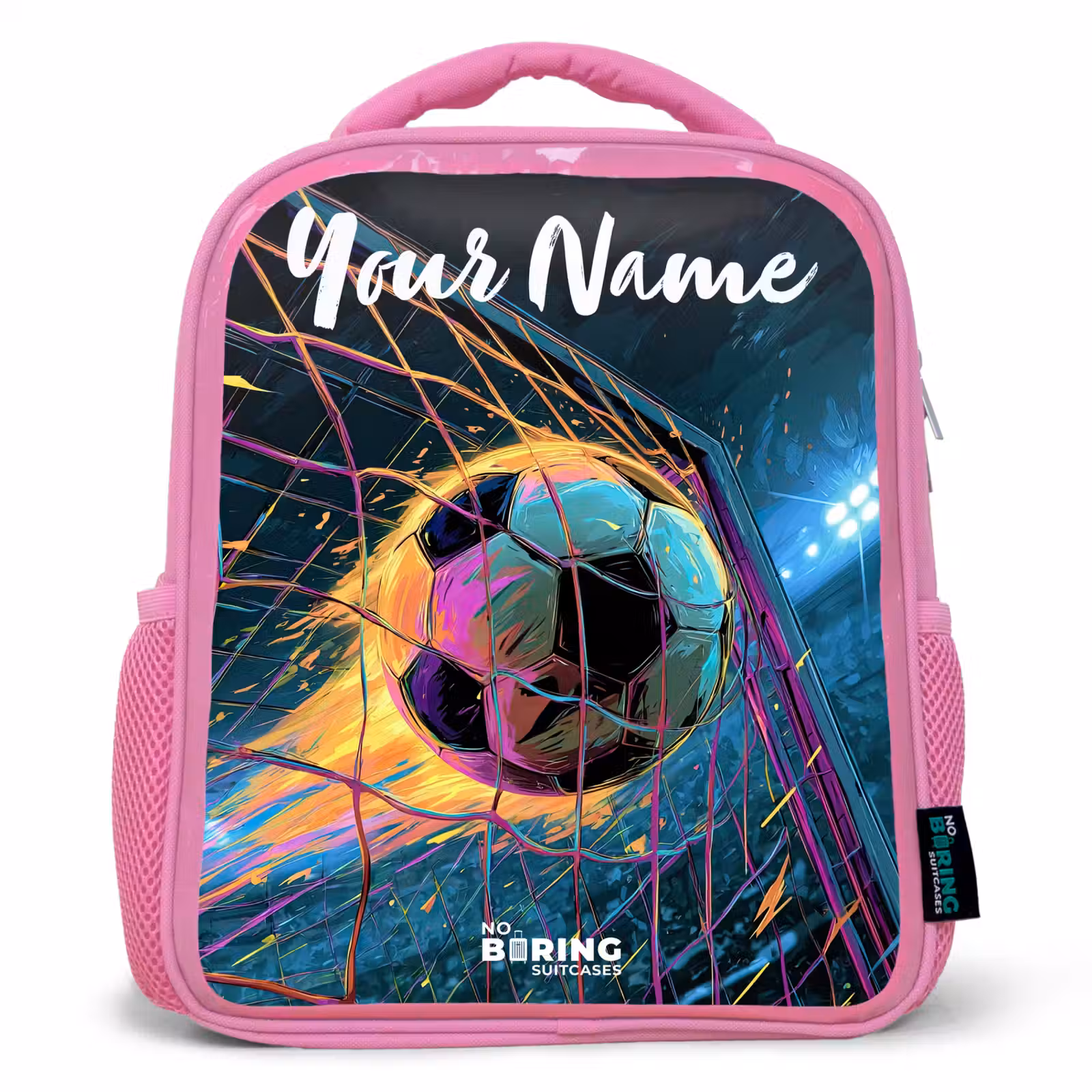 Kids backpack with name - Pink - Neon - Net - Football - Colorful — 1