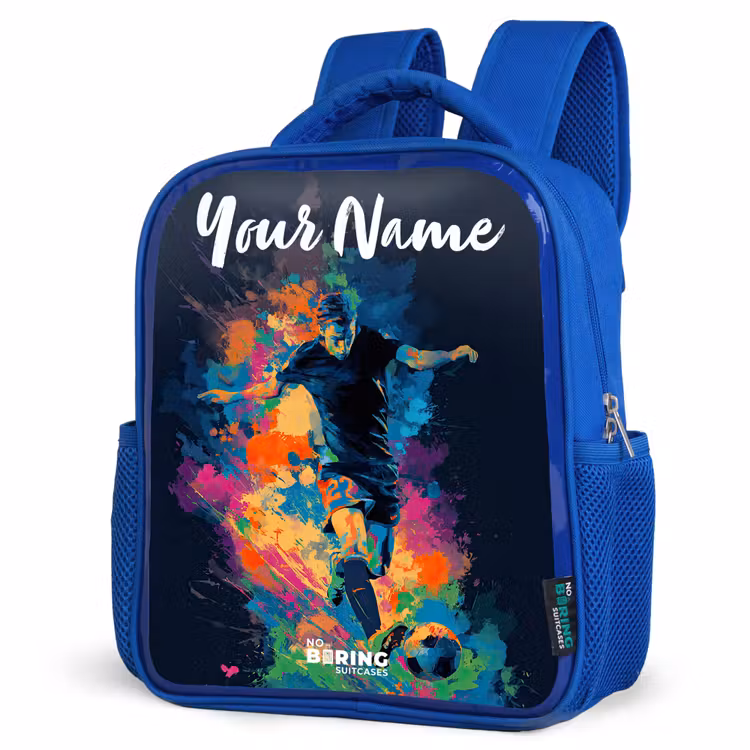 Kids backpack with name - Blue - Neon - Footballer - Colorful — 3