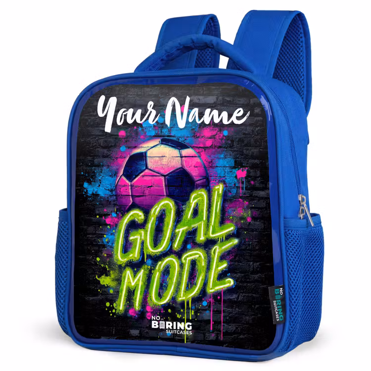 Kids backpack with name - Blue - Neon - Graffiti - Football - Colorful — 3