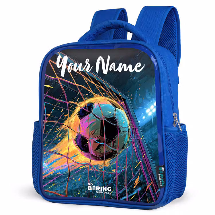 Kids backpack with name - Blue - Neon - Net - Football - Colorful — 3
