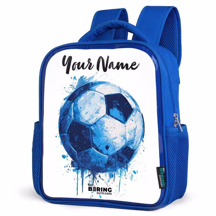 Kids backpack with name - Blue - Soccer vibes - Ink splashes - Blue — 3