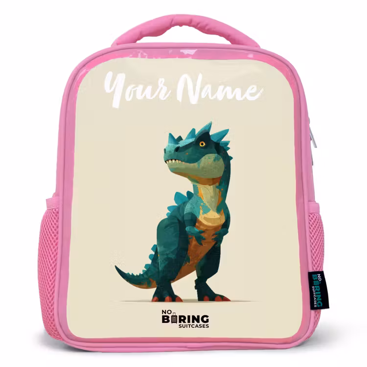 Kids backpack - Pink - Dino - Animal - Green — 1
