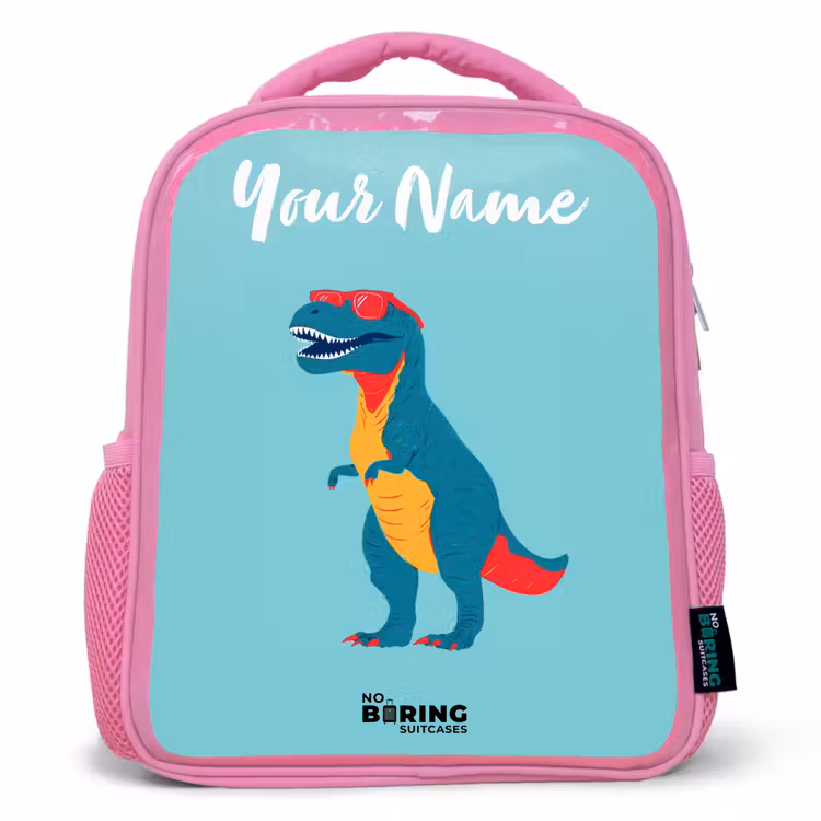 Kids backpack - Pink - Dino - Animal - Sunglasses — 1