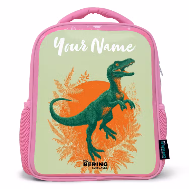 Kids backpack - Pink - Dino - Nature - Green — 1