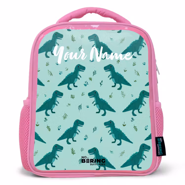 Kids backpack - Pink - Dinos - Pattern - Green — 1