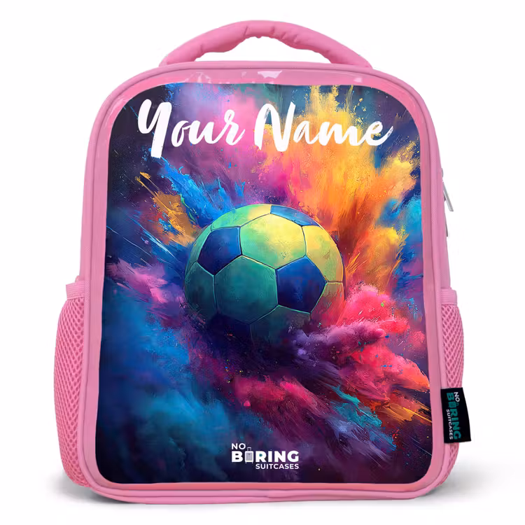 Kids backpack with name - Pink - Neon - Ball - Colorful — 1