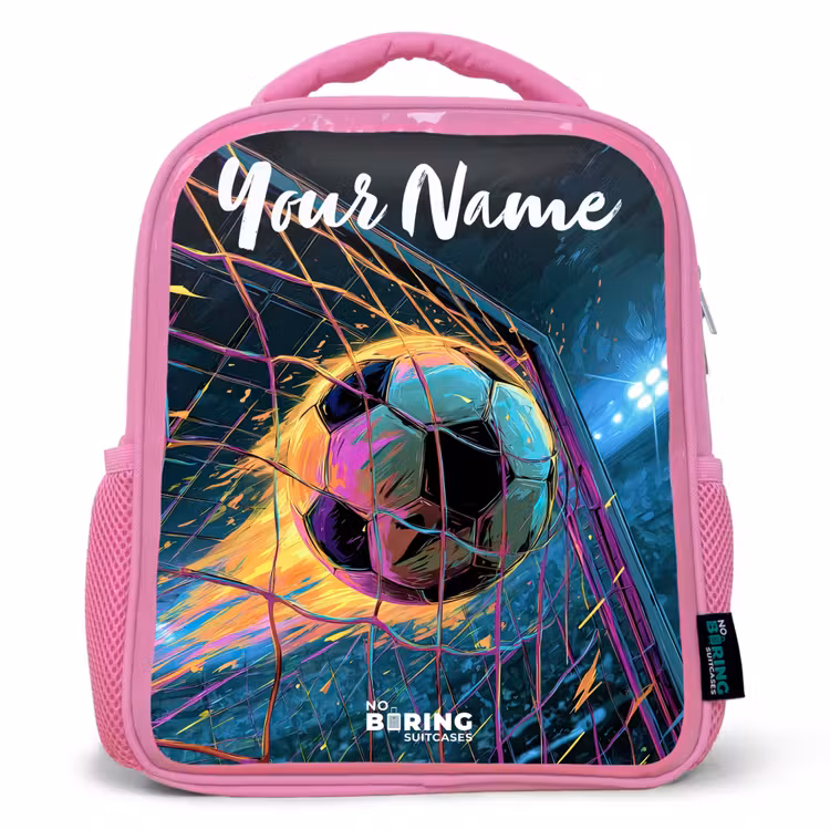 Kids backpack with name - Pink - Neon - Net - Football - Colorful — 1