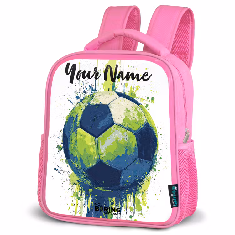 Kids backpack with name - Pink - Soccer Vibes - Paint - Green - Blue — 4