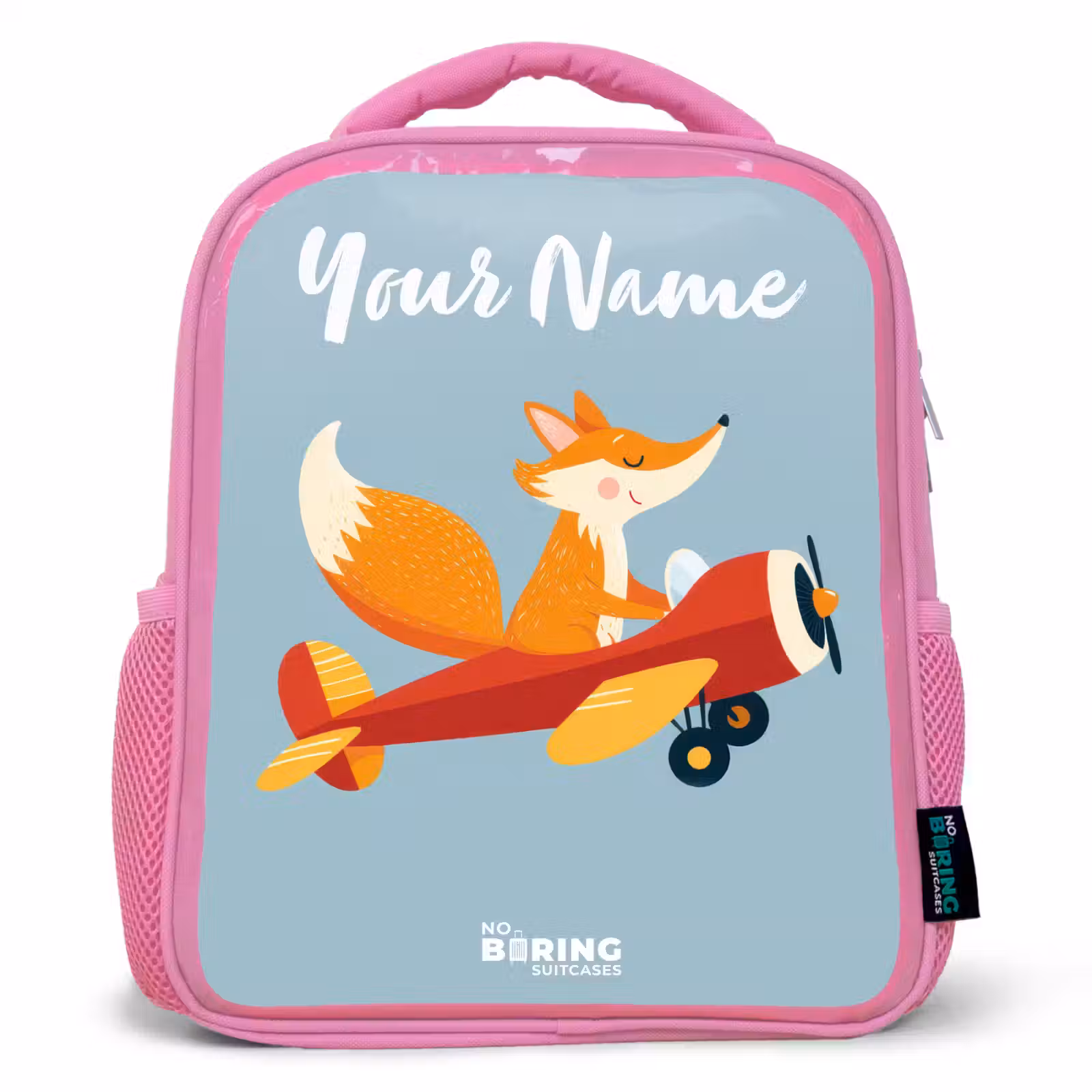 Kids backpack - Pink - Fox - Airplane - Flies — 1