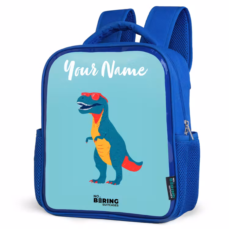 Kids backpack - Blue - Dino - Animal - Sunglasses — 3