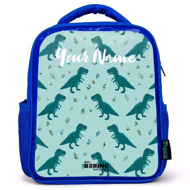Kids backpack - Blue - Dinos - Pattern - Green — 1