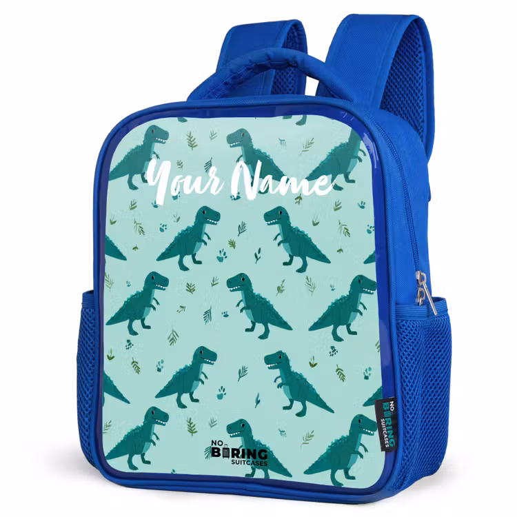 Kids backpack - Blue - Dinos - Pattern - Green — 3
