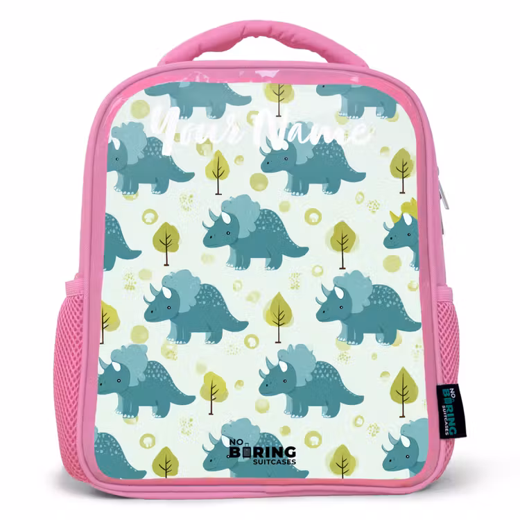 Kids backpack - Pink - Dinos - Pattern - Nature — 1