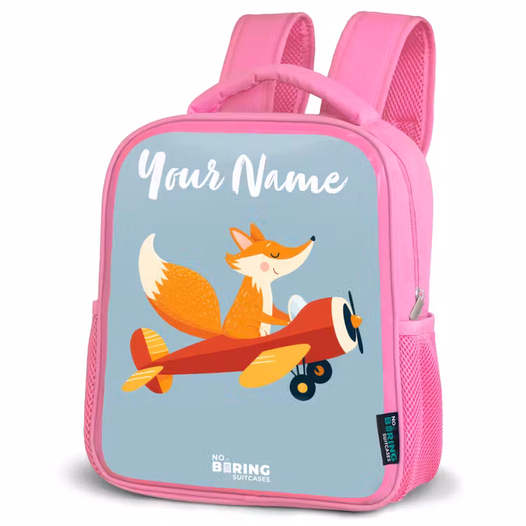 Kids backpack - Pink - Fox - Airplane - Flies — 4