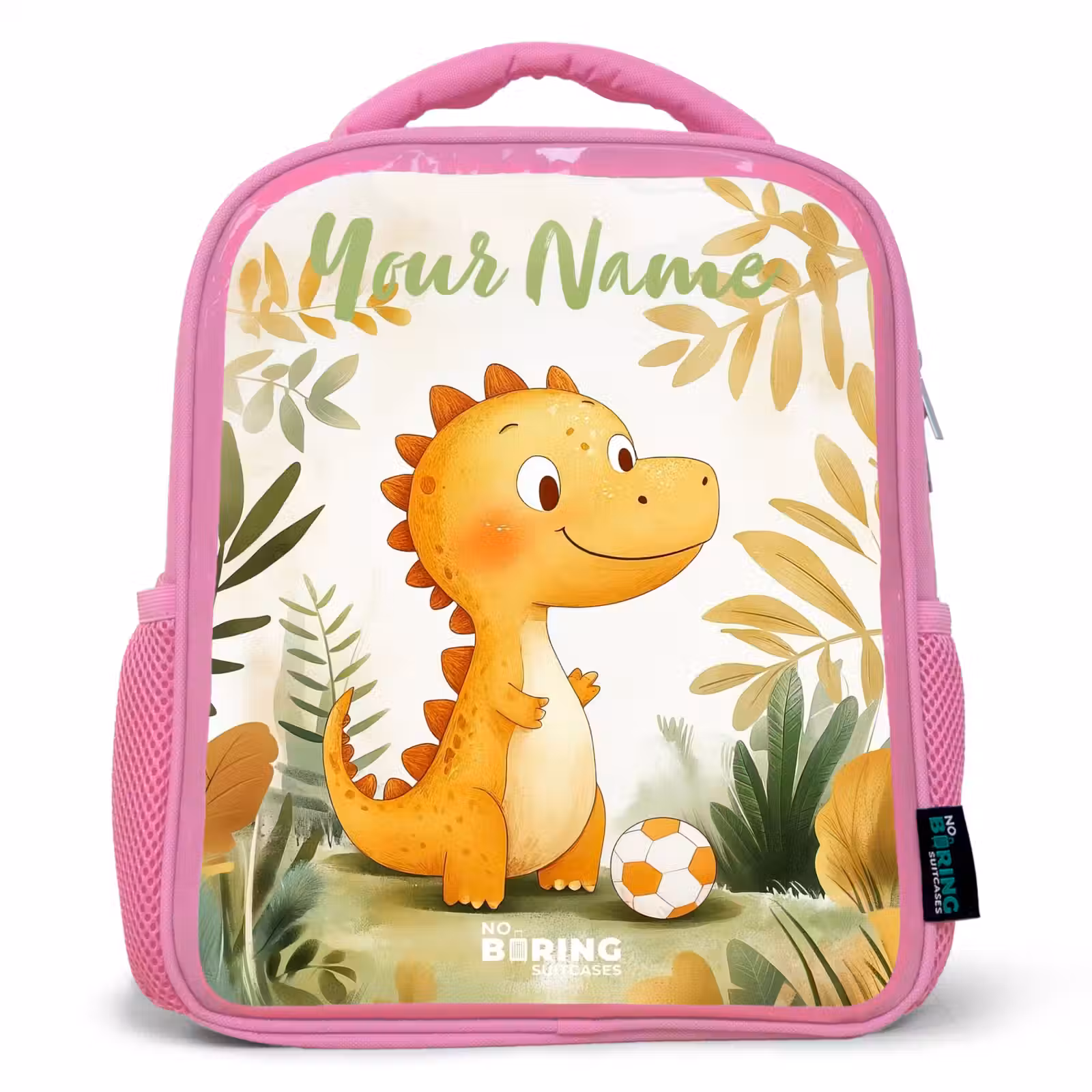 Kids backpack with name - Pink - Dino - Football - Orange — 1