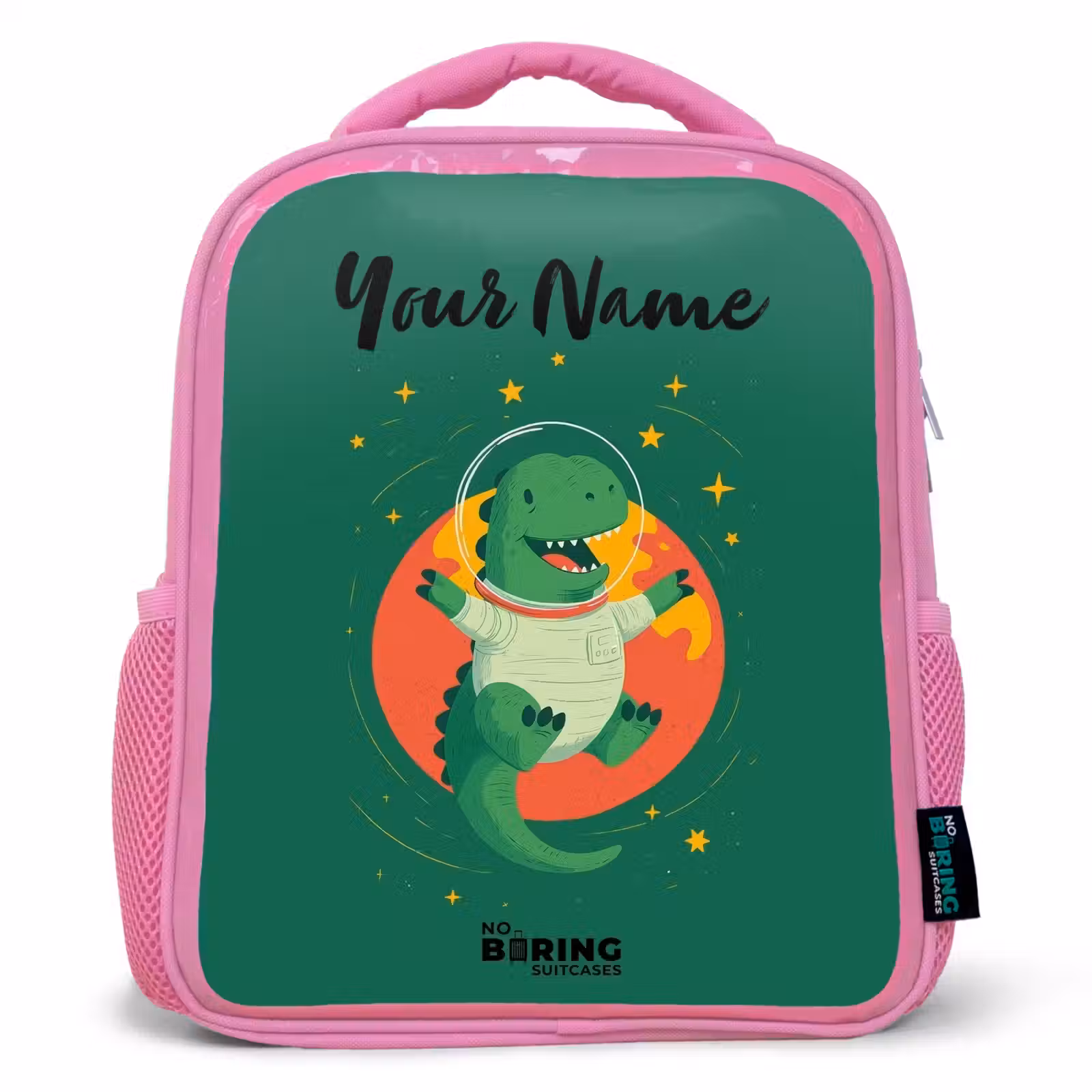 Kids backpack - Pink - Dino - Planet - Stars - Green — 1