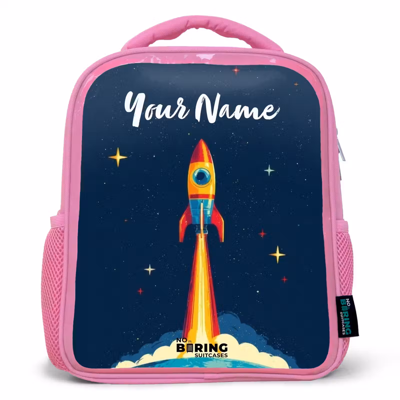 Kids backpack - Pink - Planet - Rocket - Stars - Dark blue — 1