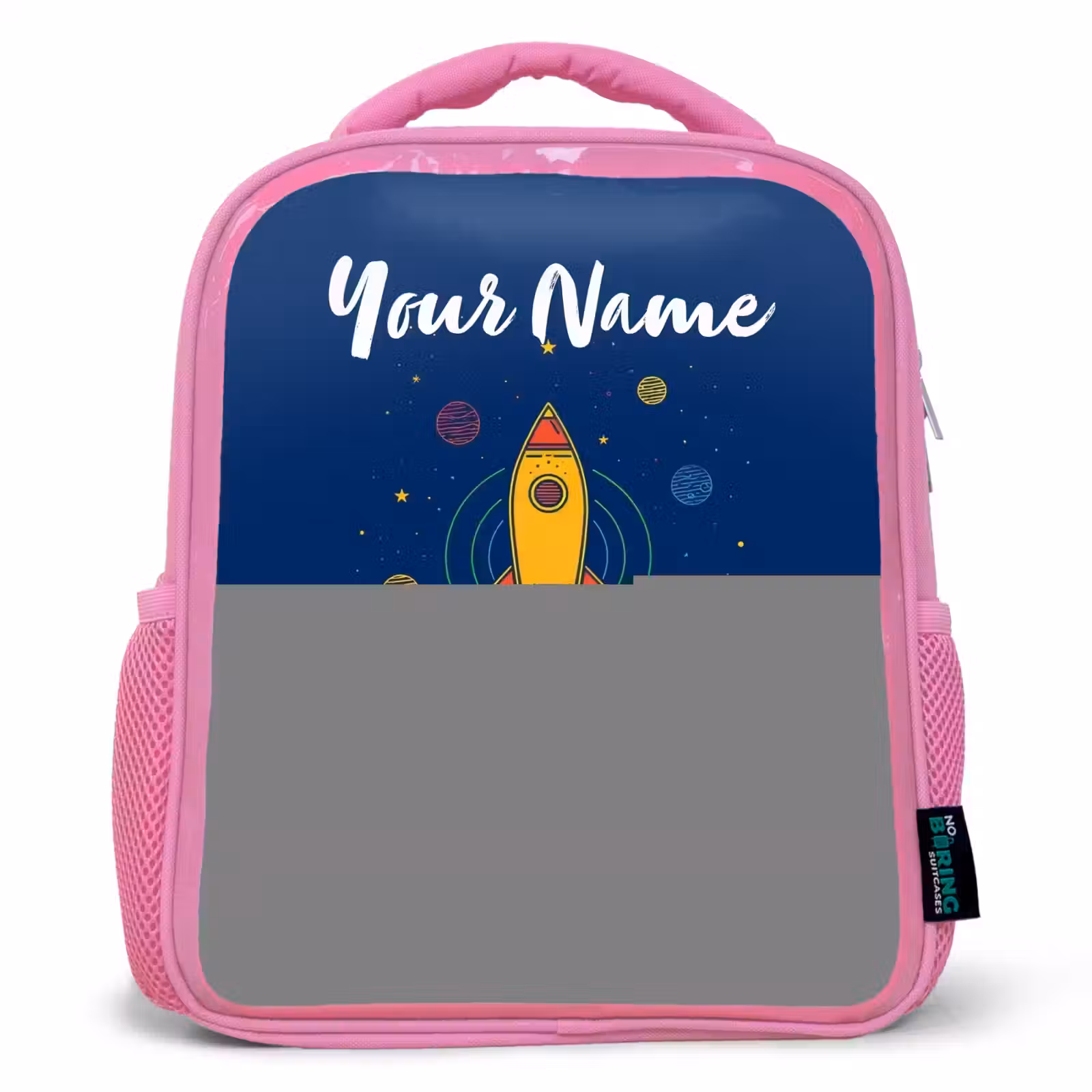 Kids backpack - Pink - Rocket - Planets - Stars — 1