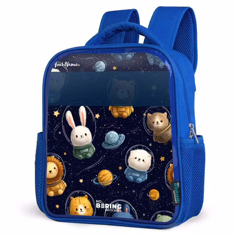 Kids backpack - Blue - Animals - Astronaut - Planets - Stars — 3