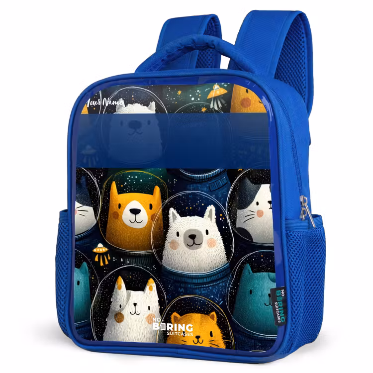 Kids backpack - Blue - Animals - Stars - Planets - Astronaut — 3