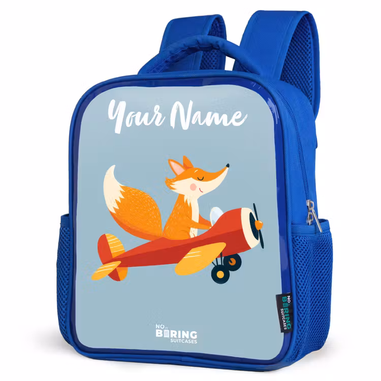 Kids backpack - Blue - Fox - Airplane - Flies — 3