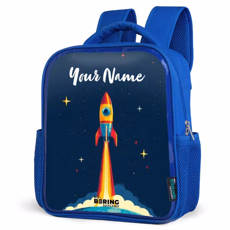 Kids backpack - Blue - Planet - Rocket - Stars - Dark blue — 3