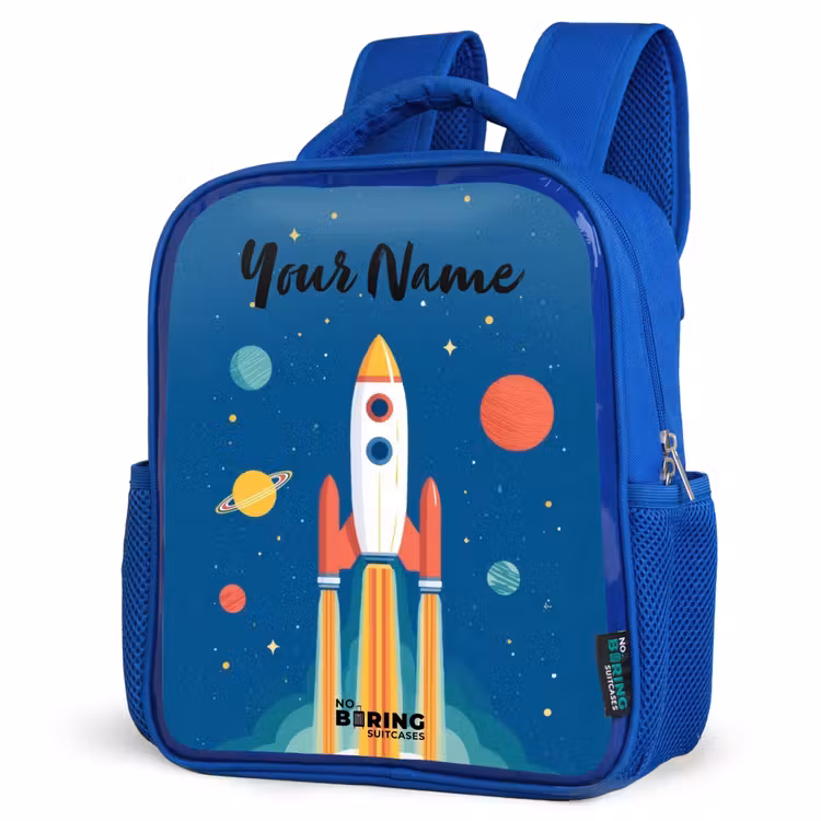 Kids backpack - Blue - Rocket - Planet - Stars - Multicolored — 3
