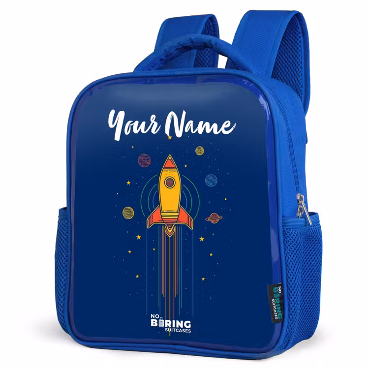 Kids backpack - Blue - Rocket - Planets - Stars — 3