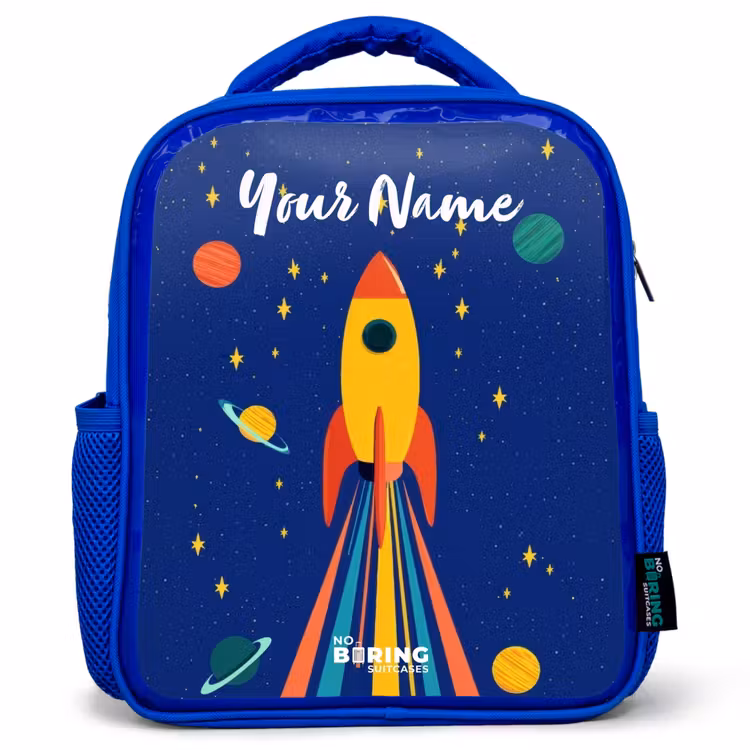 Kids backpack - Blue - Rocket - Stars - Planet - Space — 1