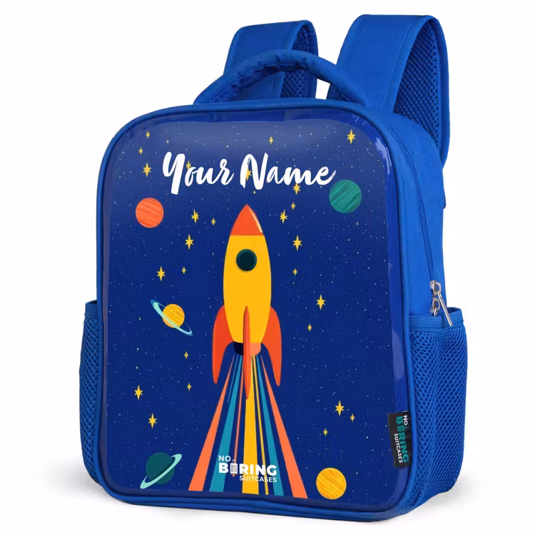 Kids backpack - Blue - Rocket - Stars - Planet - Space — 3