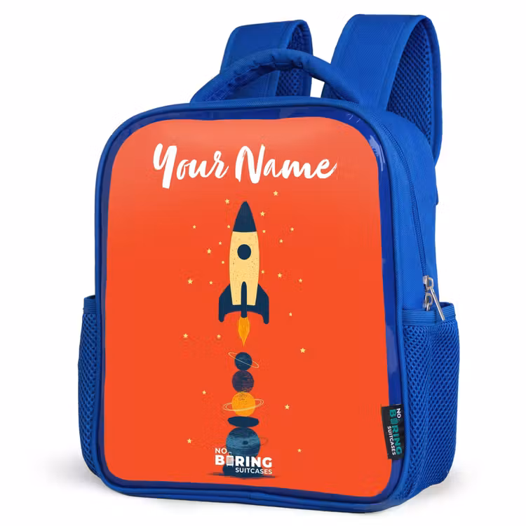 Kids backpack - Blue - Rocket - Stars - Planets — 3