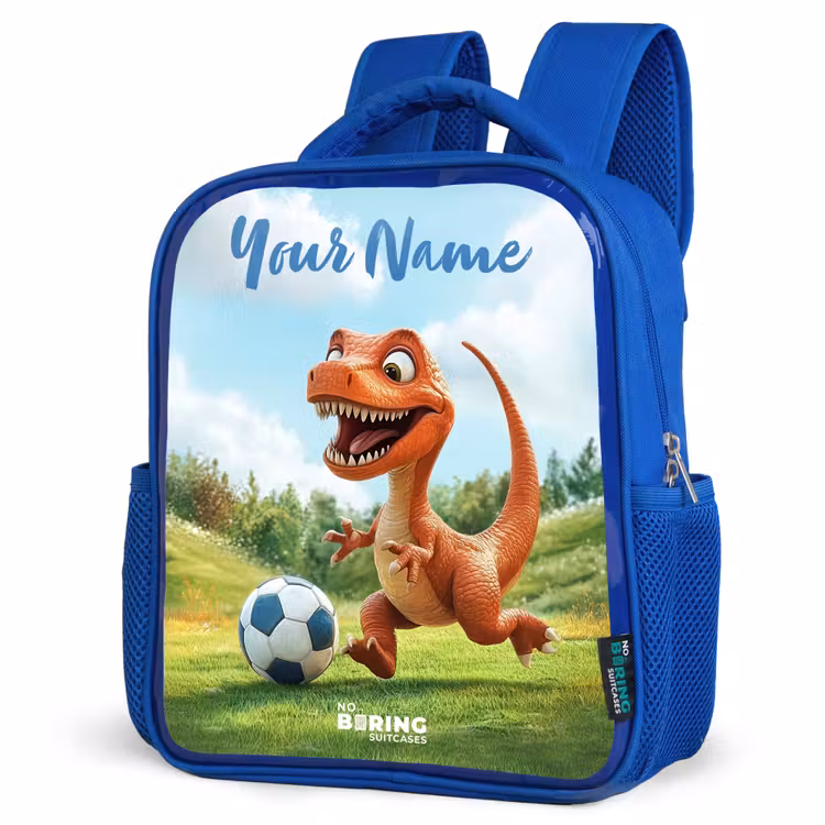Kids backpack with name - Blue - Soccer - Dino - Sports — 3