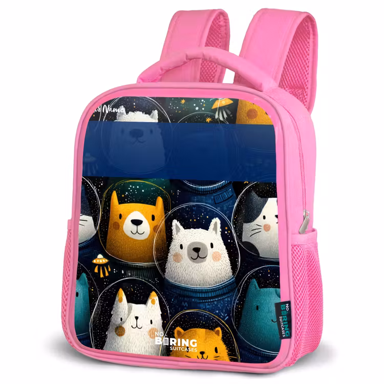 Kids backpack - Pink - Animals - Stars - Planets - Astronaut — 4
