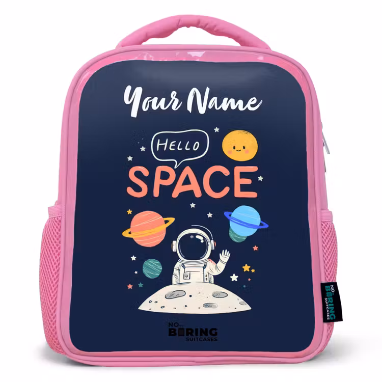 Kids backpack - Pink - Astronaut - Quote - Planets - Stars — 1