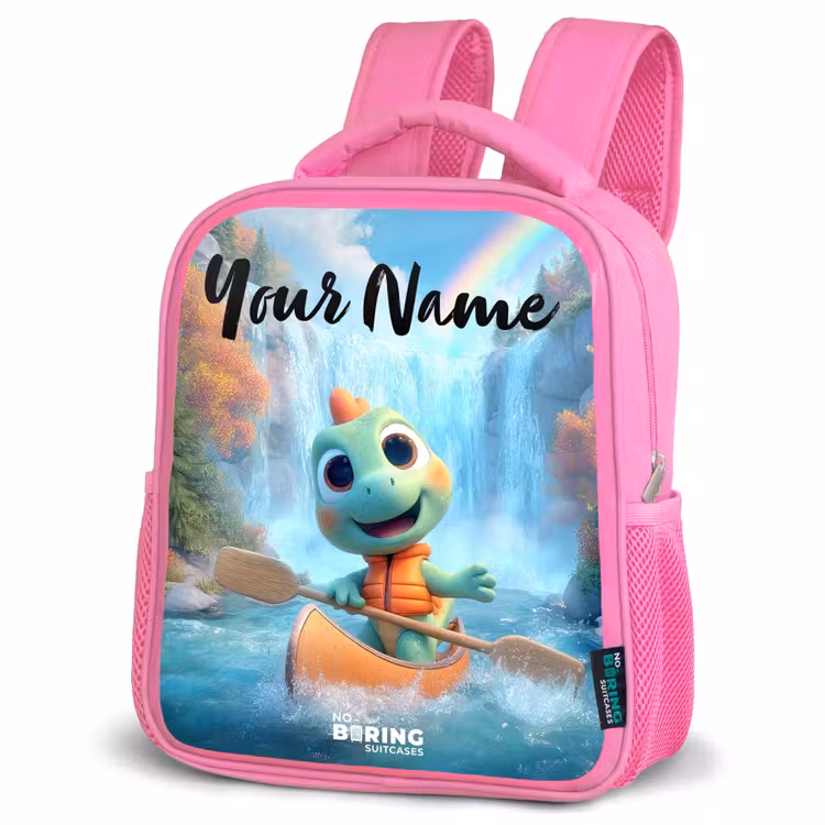 Kids backpack with name - Pink - Dino - Nature - Waterfall — 4