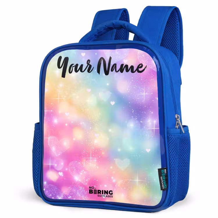 Kids backpack with name - Blue - Light - Rainbow - Hearts — 3