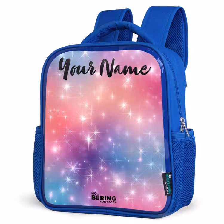Kids backpack with name - Blue - Stars - Abstract - Colors — 3