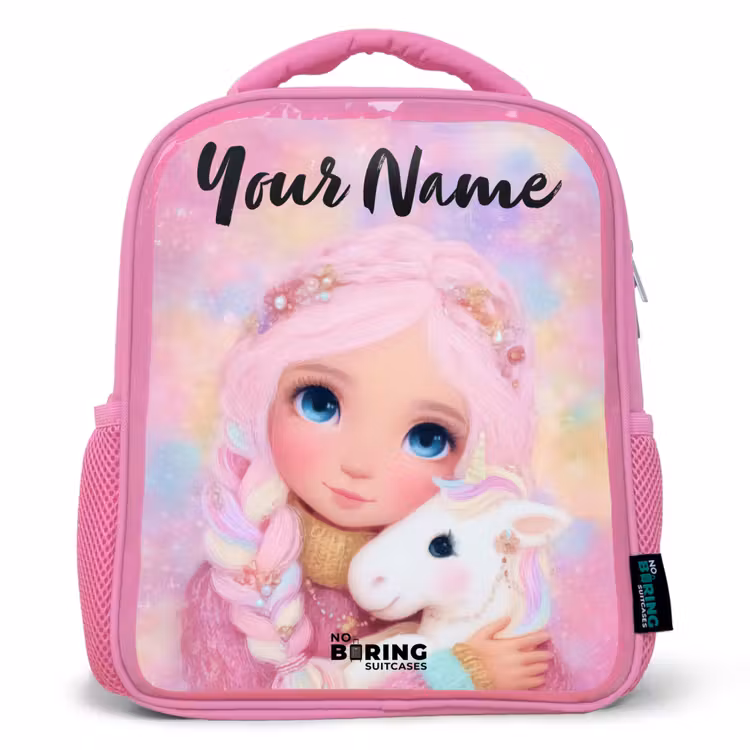 Kids backpack with name - Pink - Girl - Unicorn - Pink — 1