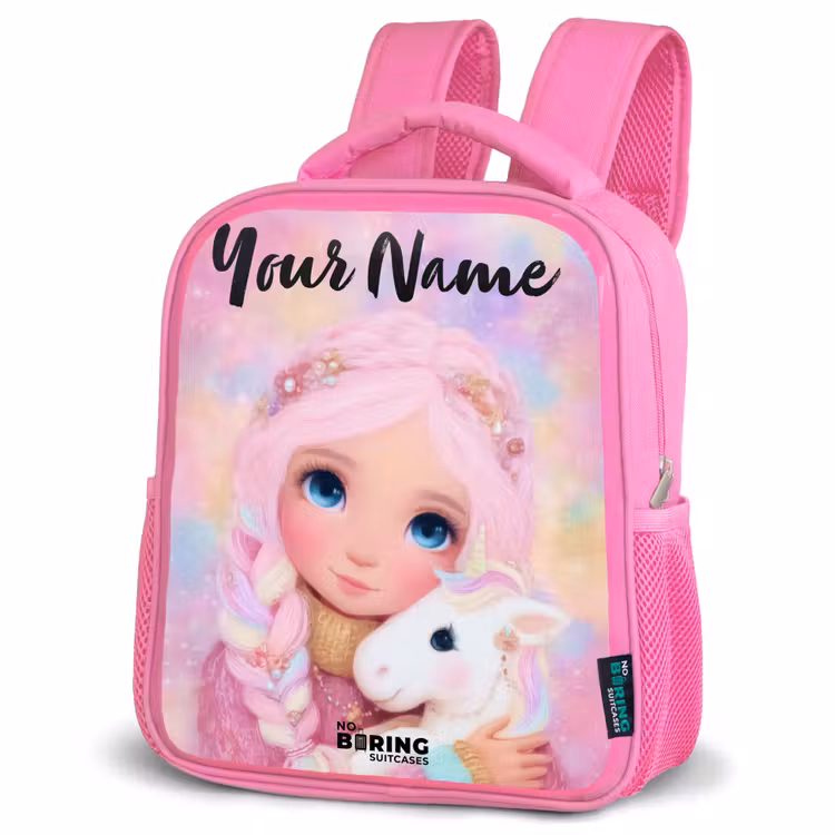 Kids backpack with name - Pink - Girl - Unicorn - Pink — 4