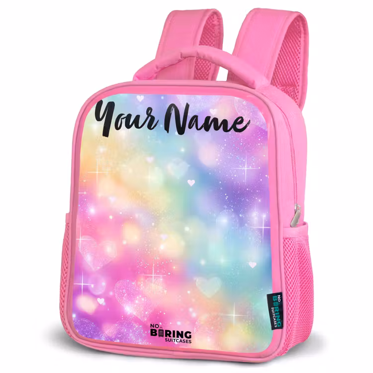 Kids backpack with name - Pink - Light - Rainbow - Hearts — 4