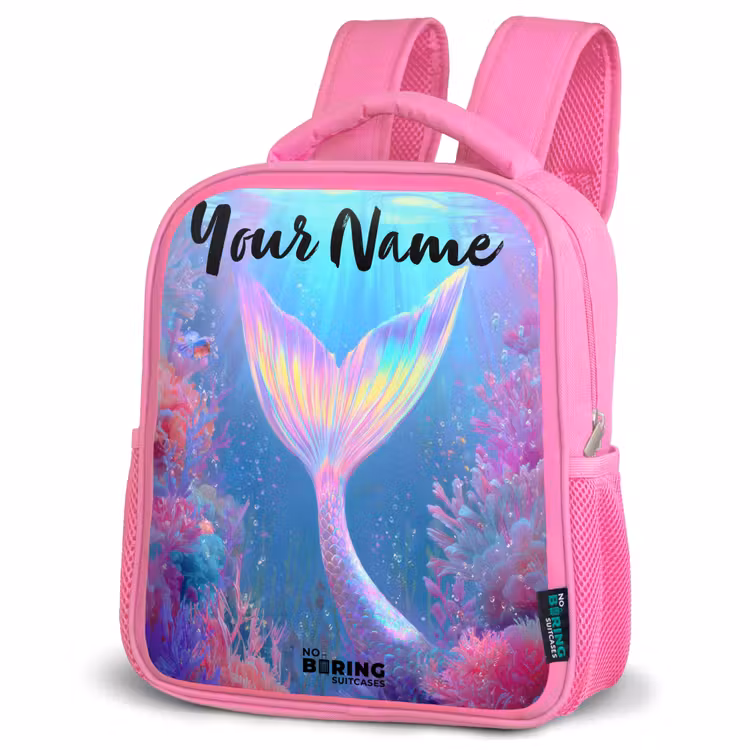 Kids backpack with name - Pink - Mermaid - Coral - Water — 4