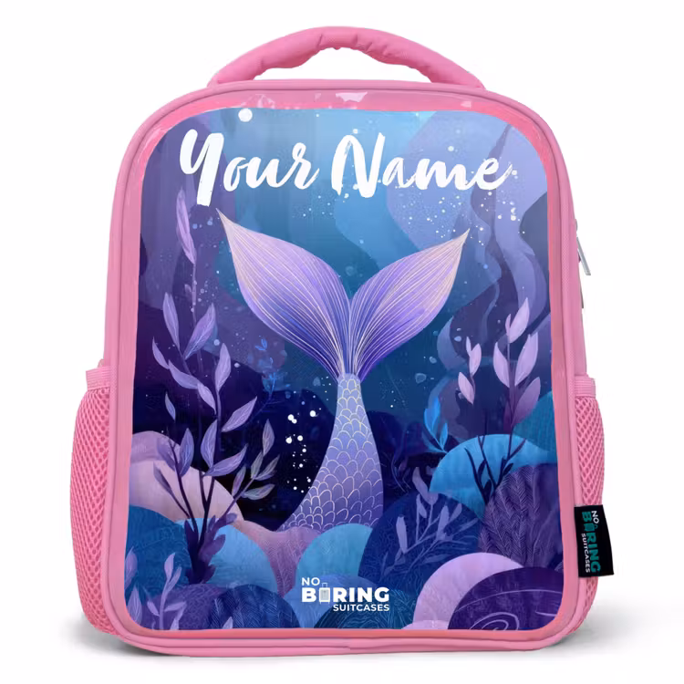 Kids backpack with name - Pink - Mermaid - Underwater - Purple - Blue — 1