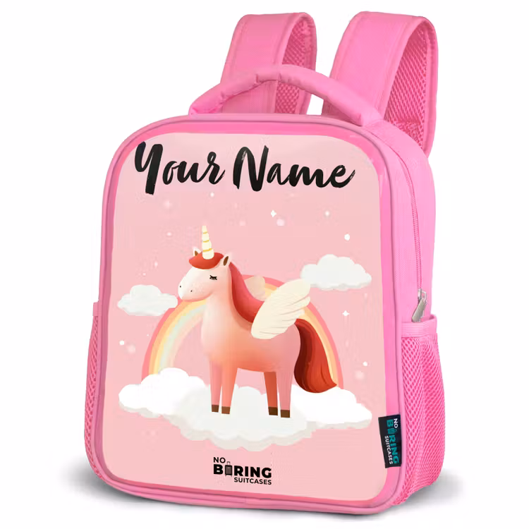 Kids backpack with name - Pink - Unicorn - Wings - Pink - Rainbow — 4
