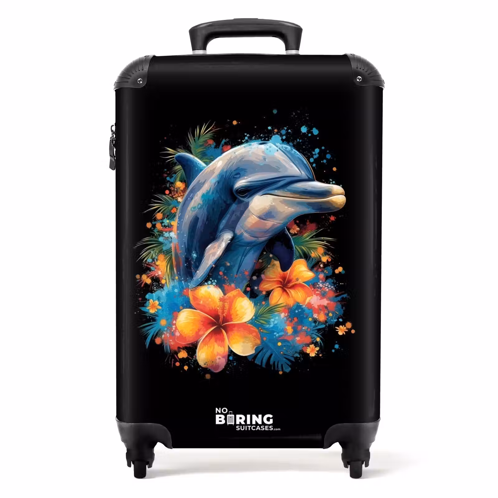 Suitcase - Dolphin amid Graffiti Flowers — 1