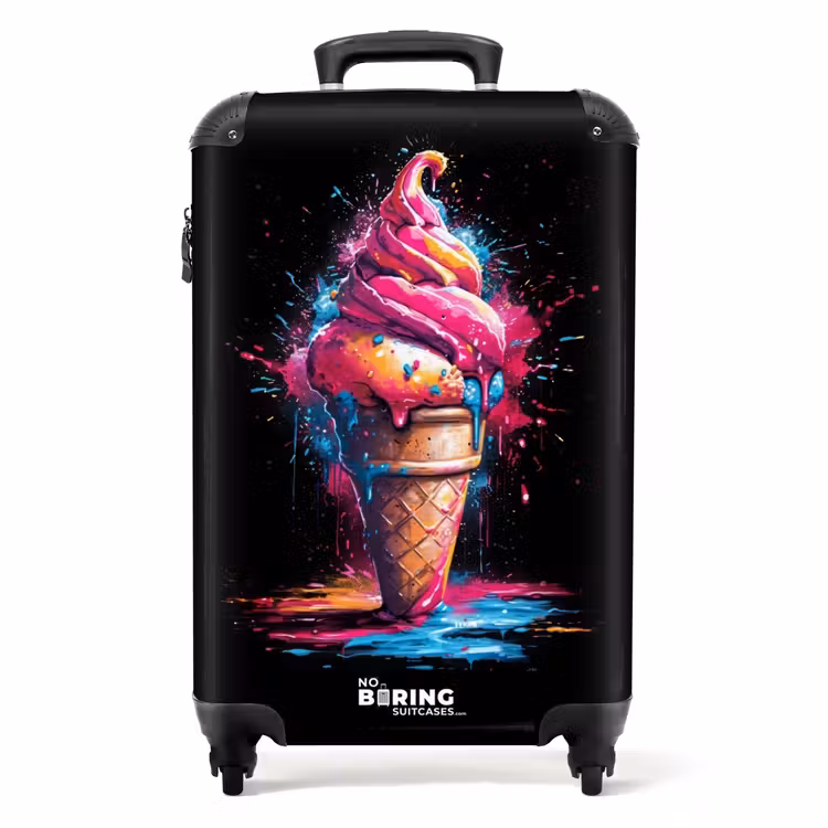 Suitcase - Ice cream cone with Blue and Pink Paint — 1