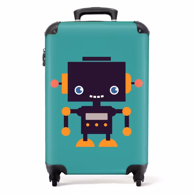 Suitcase - Pixel robot green — 1